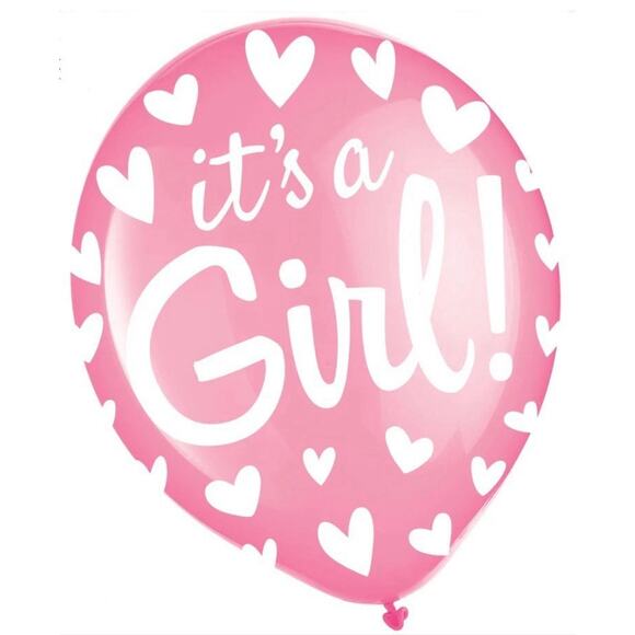 100 Pcs “It's a Girl Balloons” 12” Pink Girl Latex Balloons for Baby Shower NEW - Picture 1 of 4